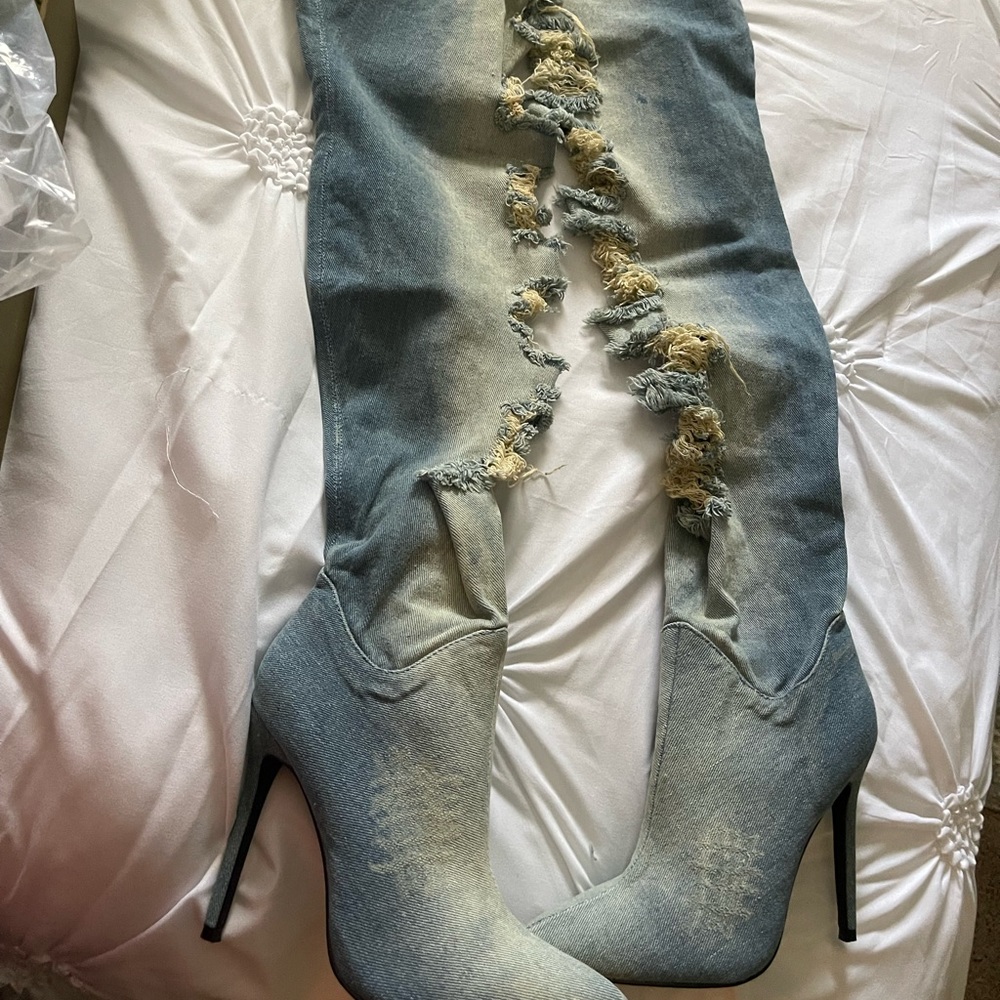 Denim Knee boots